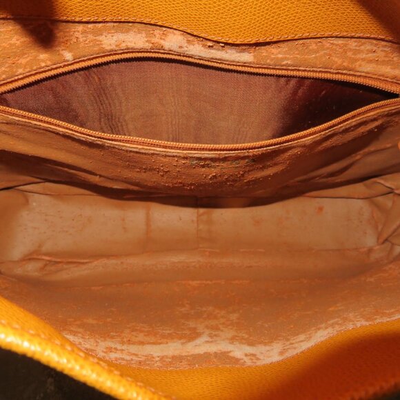 REINA Italian Leather Tan Leather Trim Beige Canvas Shoulder Bag - Picture 6 of 10